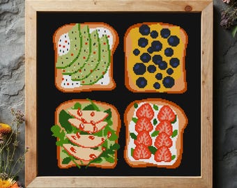 Breakfast Toast Cross Stitch Pattern: Healthy Food (PDF Pattern)
