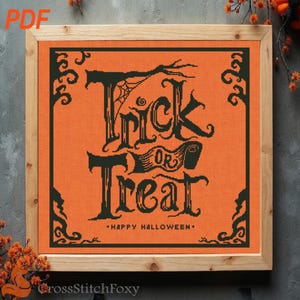 Trick or Treat Halloween Cross Stitch Pattern  (PDF Download)