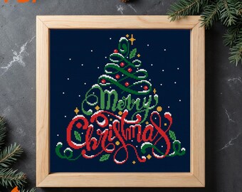 Merry Christmas Lettering Cross Stitch Pattern (PDF Pattern)