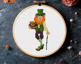 St Patrick's Day Kobold Gnom Kreuzstichmuster