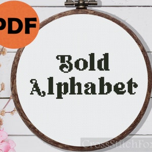 Cross stitch bold alphabet pattern, elegant alphabet cross stitch pattern PDF, Full alphabet classic font cross stitch pattern