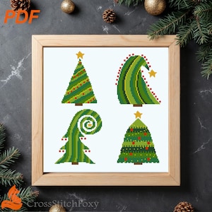 Christmas Tree Cross Stitch Pattern: Easy Ornaments (PDF Pattern)