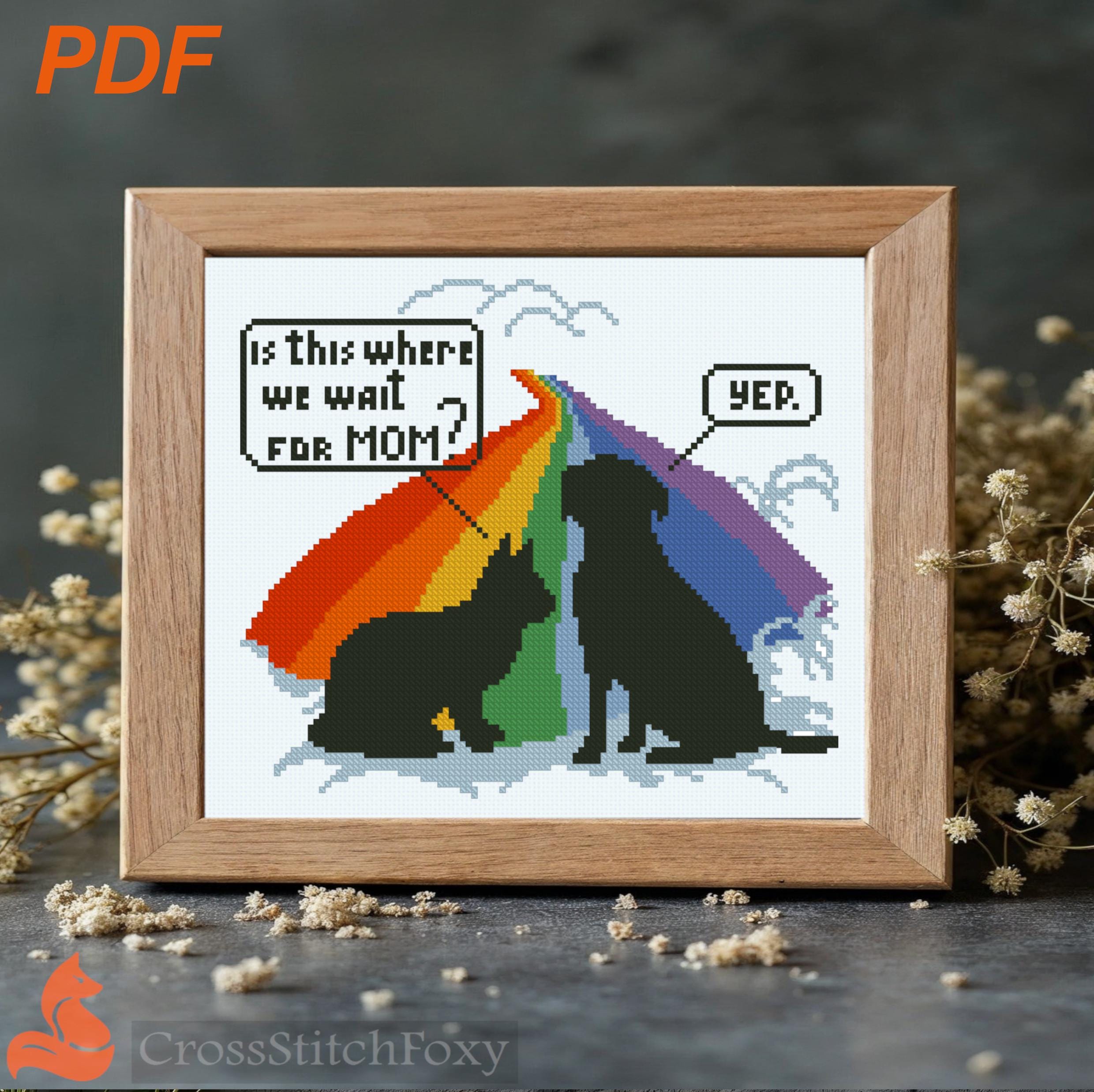 Rainbow Bridge Cat & Labrador Dog Cross Stitch Pattern: Pet