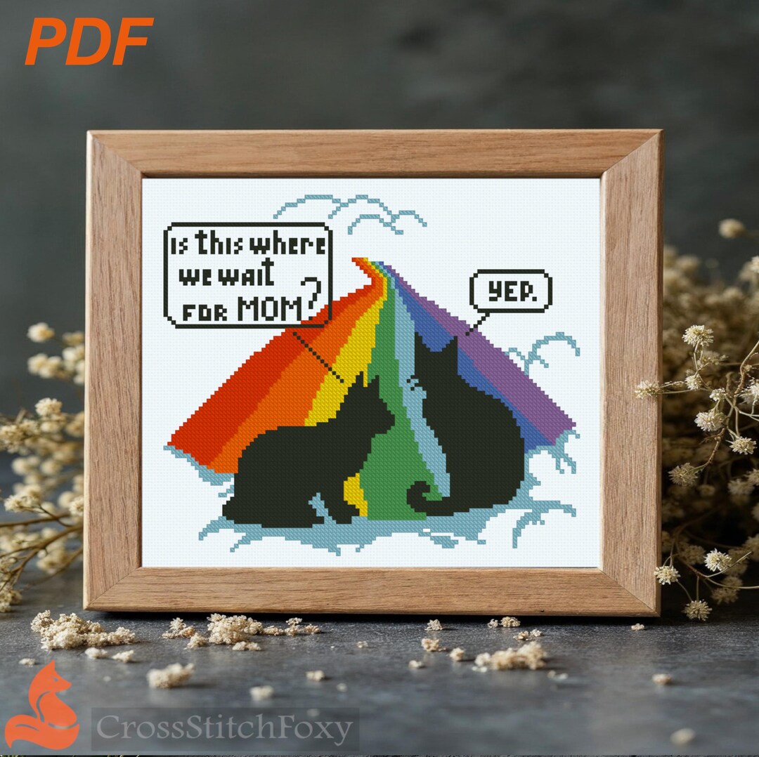 Cats Rainbow Bridge Cross Stitch Pattern: Pet Memorial (PDF