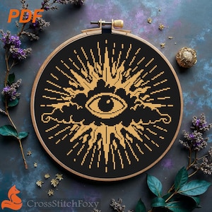 Patrón de punto de cruz del Ojo Místico de la Providencia, Ojo Dorado (PDF)