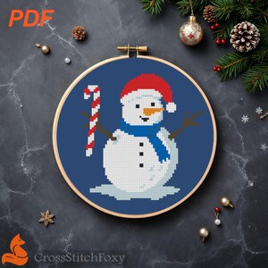 Snowman Christmas Candy Cross Stitch Pattern: Easy Christmas Ornament (PDF Download)