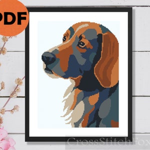 Kreuzstich Stickmuster Hund, PDF Stickvorlage, Stickvorlage für Hundewelpe, Stickvorlage Geschenkidee
