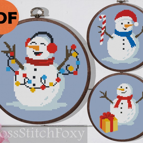Snowman Cross Stitch Ornament Etsy