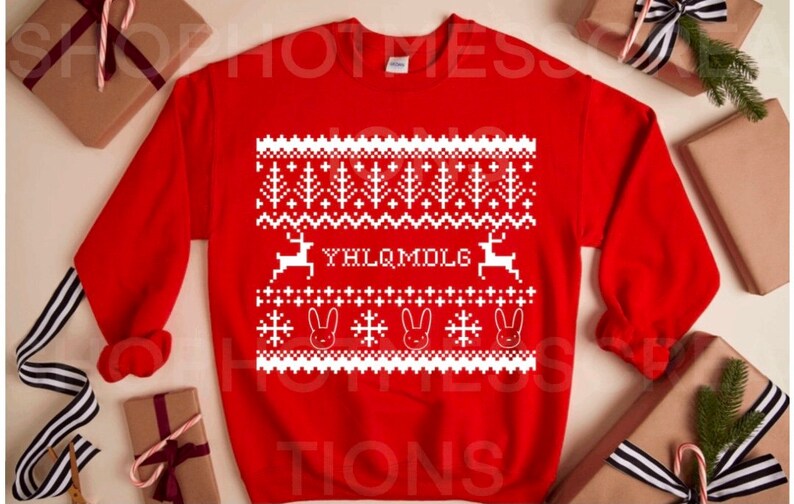 Pull de Noël Bad Bunny Ugly YHLQMDG Ugly Christmas Sweater Etsy
