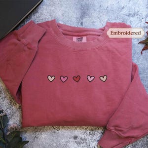 Cute Mini Hearts Embroidered Crewneck | Valentine&#39;s Crewneck | Mini Hearts | Gift For her | Cute Crewneck | Mini Embroidery