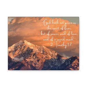Inspirational Mountain Canvas Art, Faith Decor for Home, Bible Verse Wall Art, Motivational Gift, Rustic Room Decor, Spiritual Wall Hanging