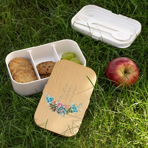Floral Bento Lunch Box, Eco-Friendly Meal Container, Perfect for School, Work or Picnics, Motivational Quote, Lunch Organizer