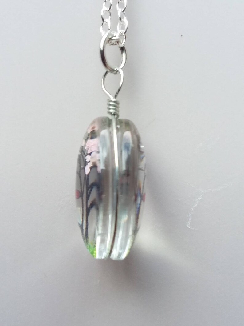 Real Queen Anne/'s Lace Dried Flowers /& Painted Glass Cherry Blossom Necklace