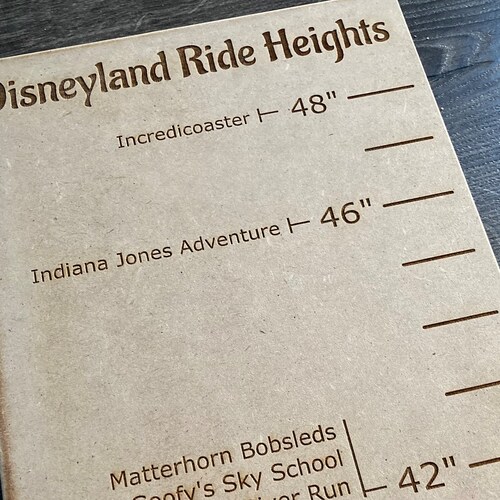 Disneyland & California Adventure Ride Height Growth Chart Etsy