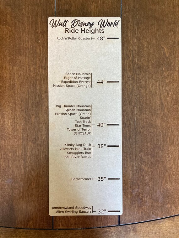 Disney World Ride Height Growth Chart Etsy