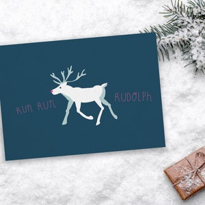 Postkarte Weihnachten "Run Run Rudolph"