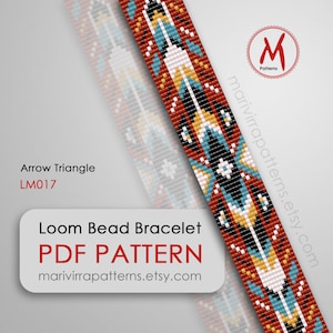 Arrow Triangle Loom bead pattern for bracelet - Native inspired, loomed bracelet easy pattern, beads 11/0 size - PDF instant download #LM017