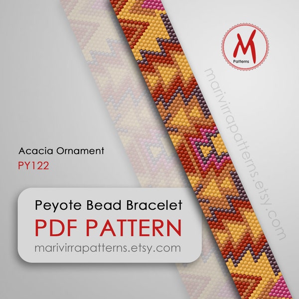 Acacia Ornament Peyote bead pattern for bracelet - Even Count, Modern jewelry idea, miyuki seed beads 11/0 size  PDF instant download #PY122