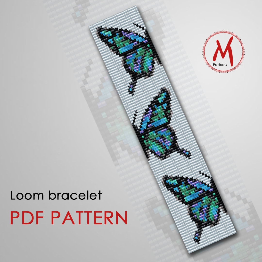 Loom Bead Pattern for Bracelet Blue Monarch Butterfly Etsy