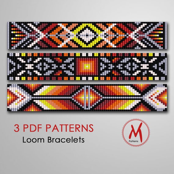 Native Lines Loom Bead Patterns for Bracelets Set of 10 Patterns