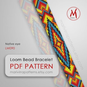 Native eye Loom Perlenmuster für Armband - Stickerei inspiriert, schmales Loom, Miyuki Perle 11/0, PDF #LM090