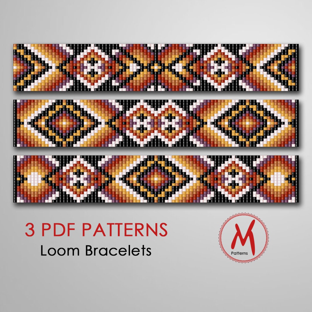 Loom bracelet pattern Aztec light ethnic inspired Bead LOOM