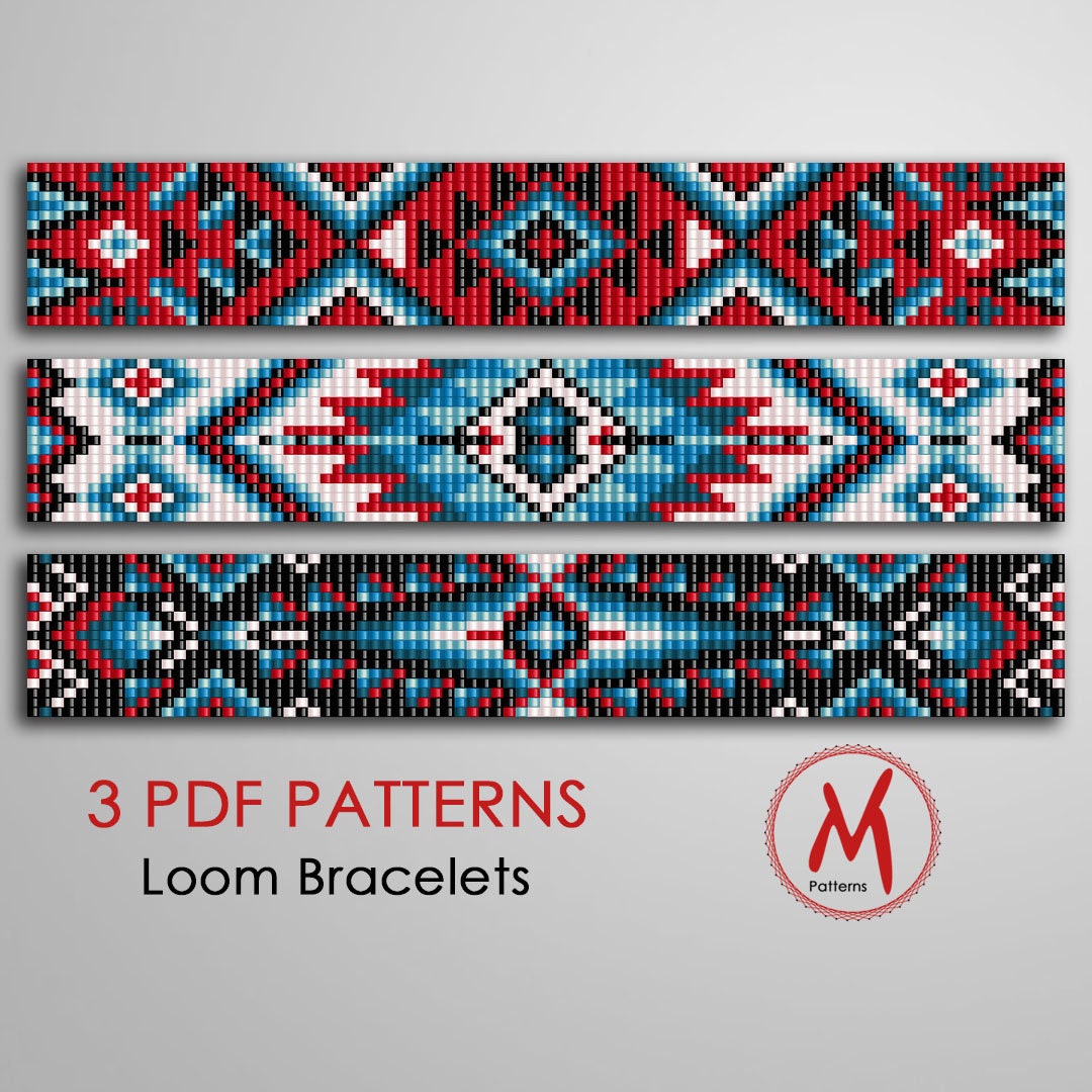 Southwest Loom Bead Patterns for Bracelets Set of 3 Pattern Etsy