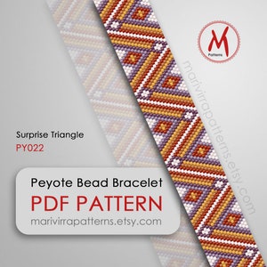 Surprise Triangle Peyote bead pattern for bracelet - Simple pattern, native inspired, geometry, seed beads 11/0 size - PDF instant download