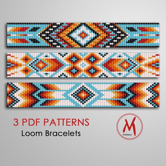 Native Lines Loom Bead Patterns for Bracelets Set of 10 Patterns