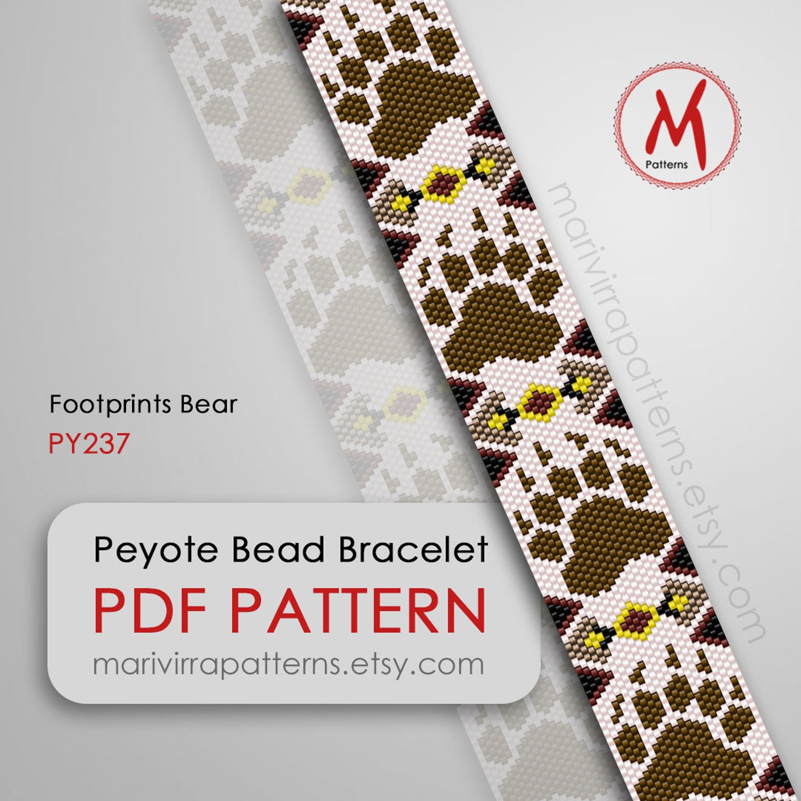 Footprints Bear Paw Peyote Bead Pattern for Bracelet - Wild Inspired ...