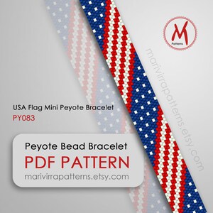 USA Mini Flag peyote bead pattern for bracelet - American Flag, july of 4th, US Day, United States, miyuki beads 11/0 - PDF download #PY083