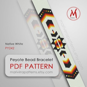 Native White Peyote bead pattern for bracelet - Odd Count, Native inspired, peyote lines, seed beads 11/0 size - PDF instant download #PY242
