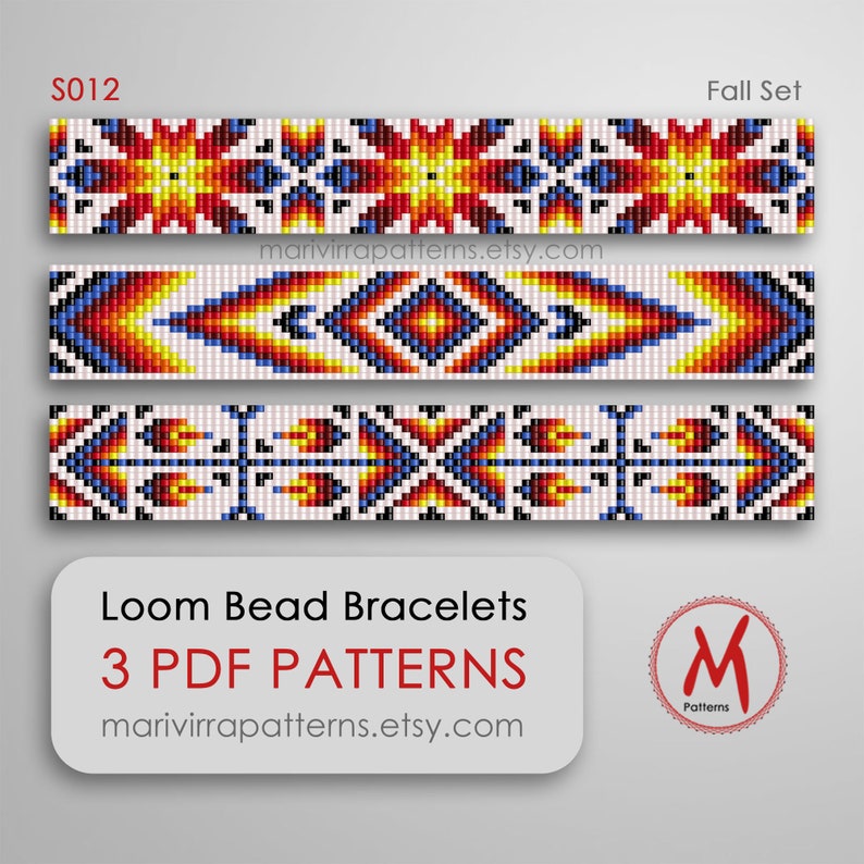Fall Loom Bead Patterns for Bracelets - Set of 3 Pattern, Inspired ...