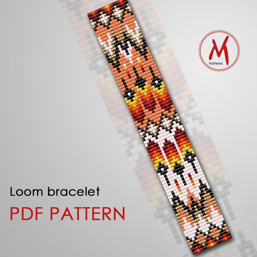 Gold Feathers Loom bead pattern for bracelet Ethnic style Etsy