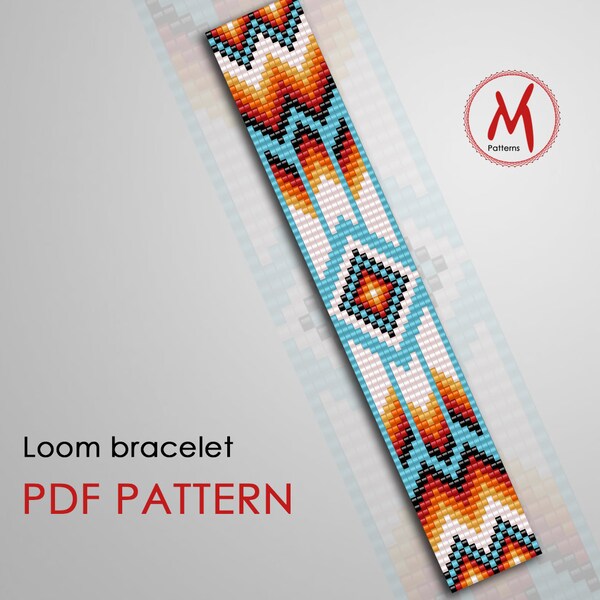 Native Stripe Loom bead pattern for bracelet - cowboy style, native inspired, indian patterns, miyuki beads 11/0 size - PDF instant download