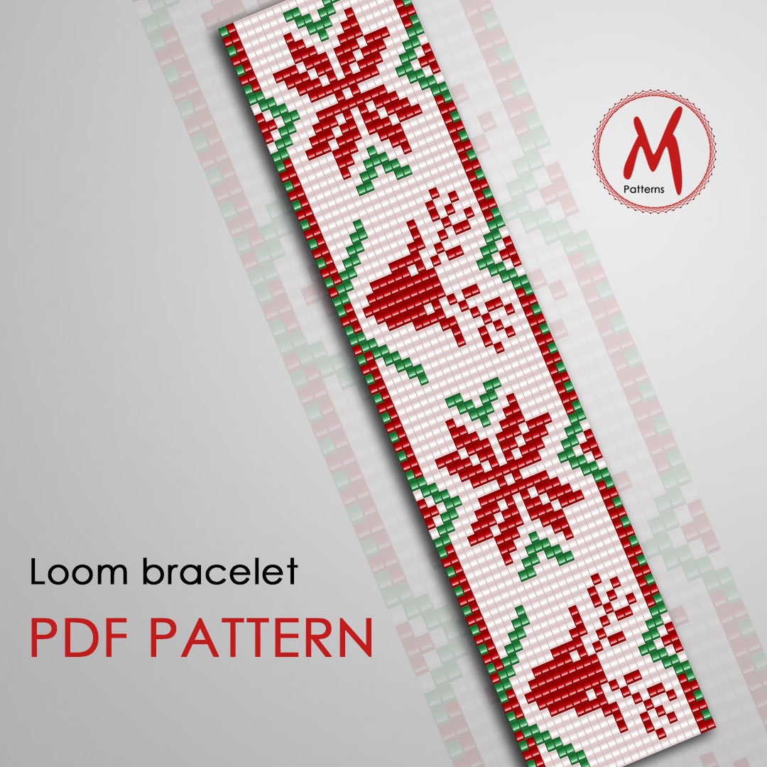 Xmas Ornament Loom Bead Pattern for Bracelet Red and Green Etsy