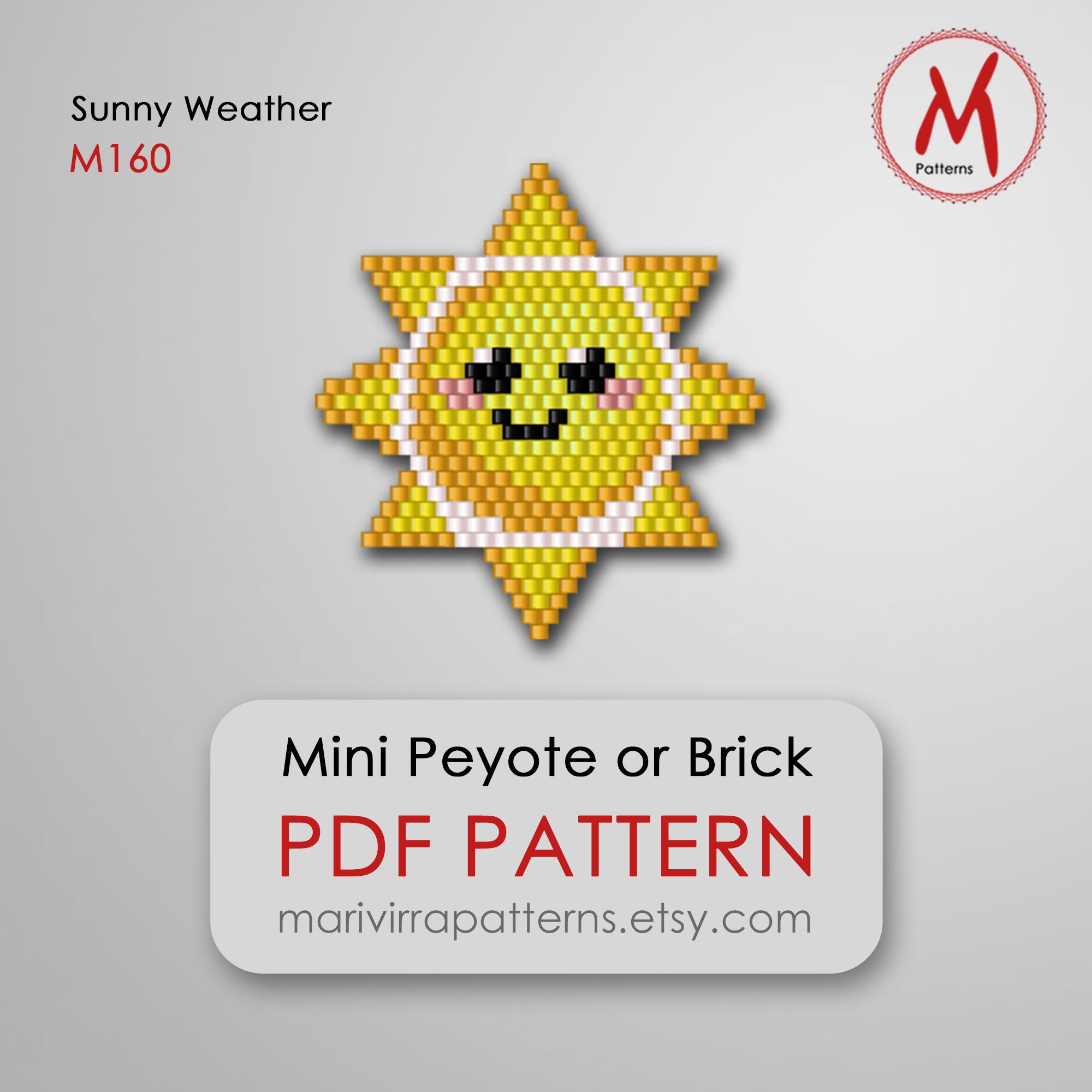 Sunny Weather Brick Bead Pattern for Earrings or Brooch Pin, Mini