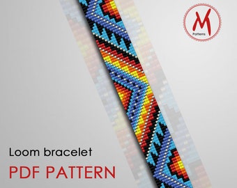 Native Loom bead pattern for bracelet - American inspired, loomed bracelet, indian easy pattern, miyuki beads 11/0 - PDF instant download