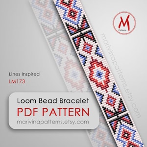 Lines Inspired Loom bead patterns for bracelets - Native inspired, south west style, miyuki beads 11/0 size - PDF instant download #LM173