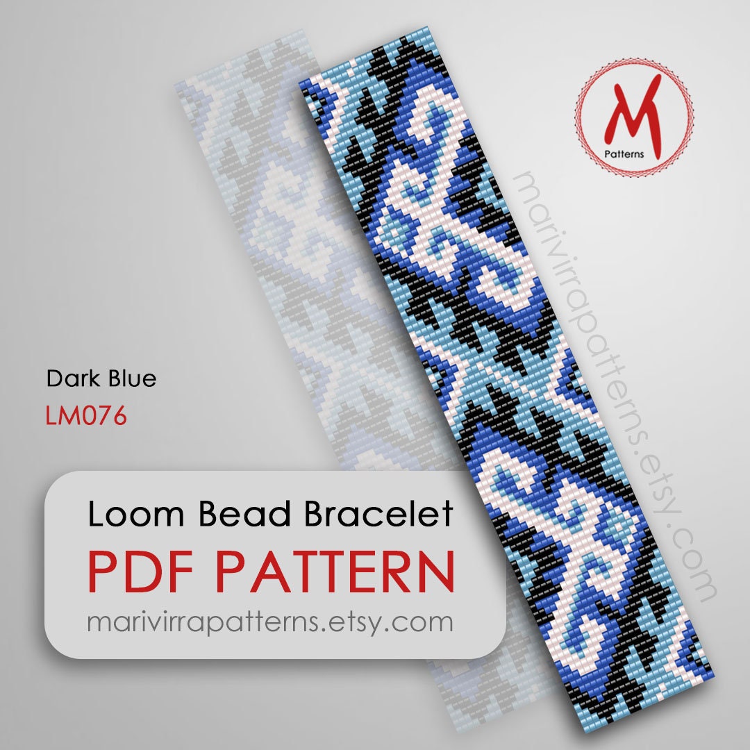 ブレスレット用ダークブルー ルームビーズ パターン - ネイティブ風