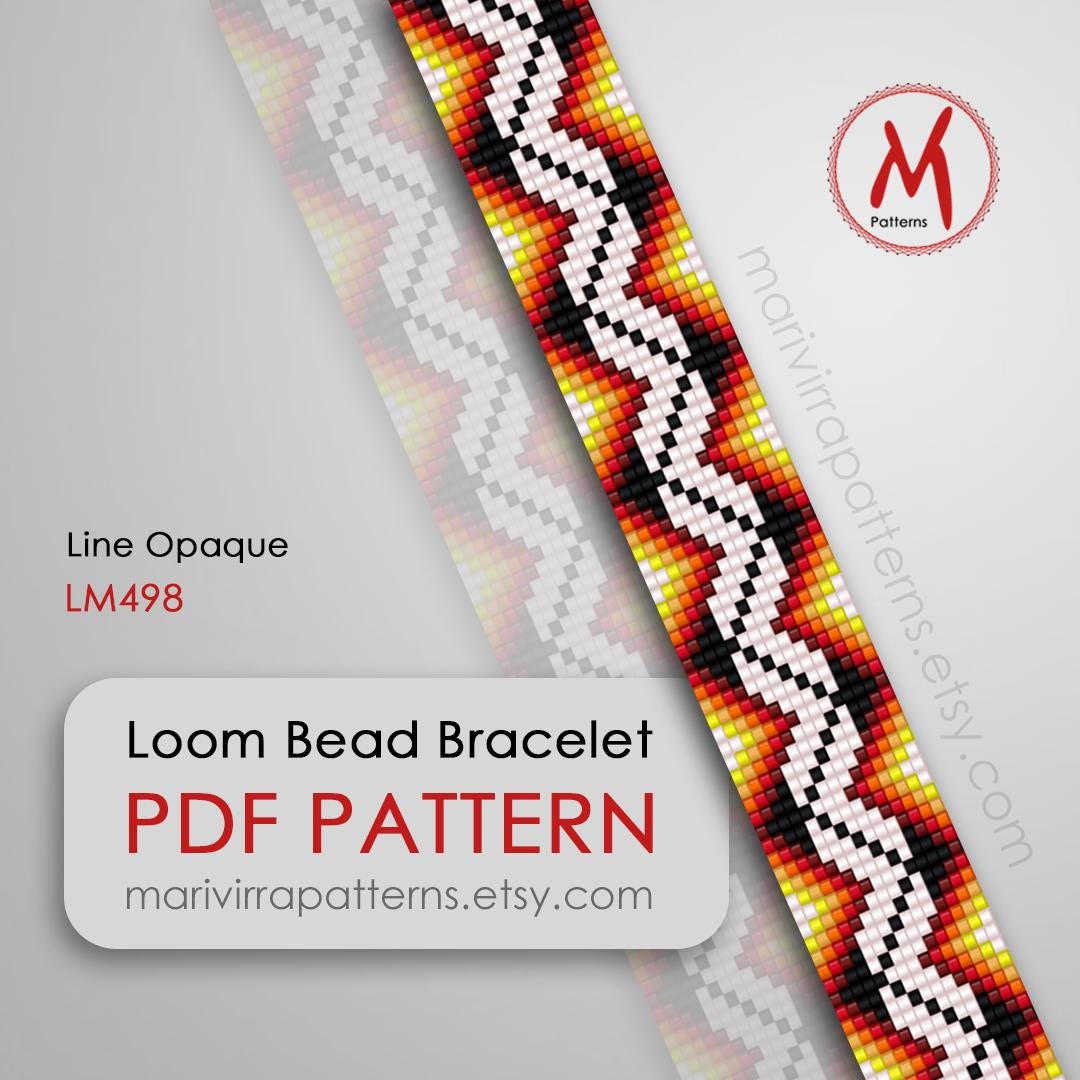 Line Opaque Loom Bead Patterns for Bracelets - Orange Pattern, Long Hat ...