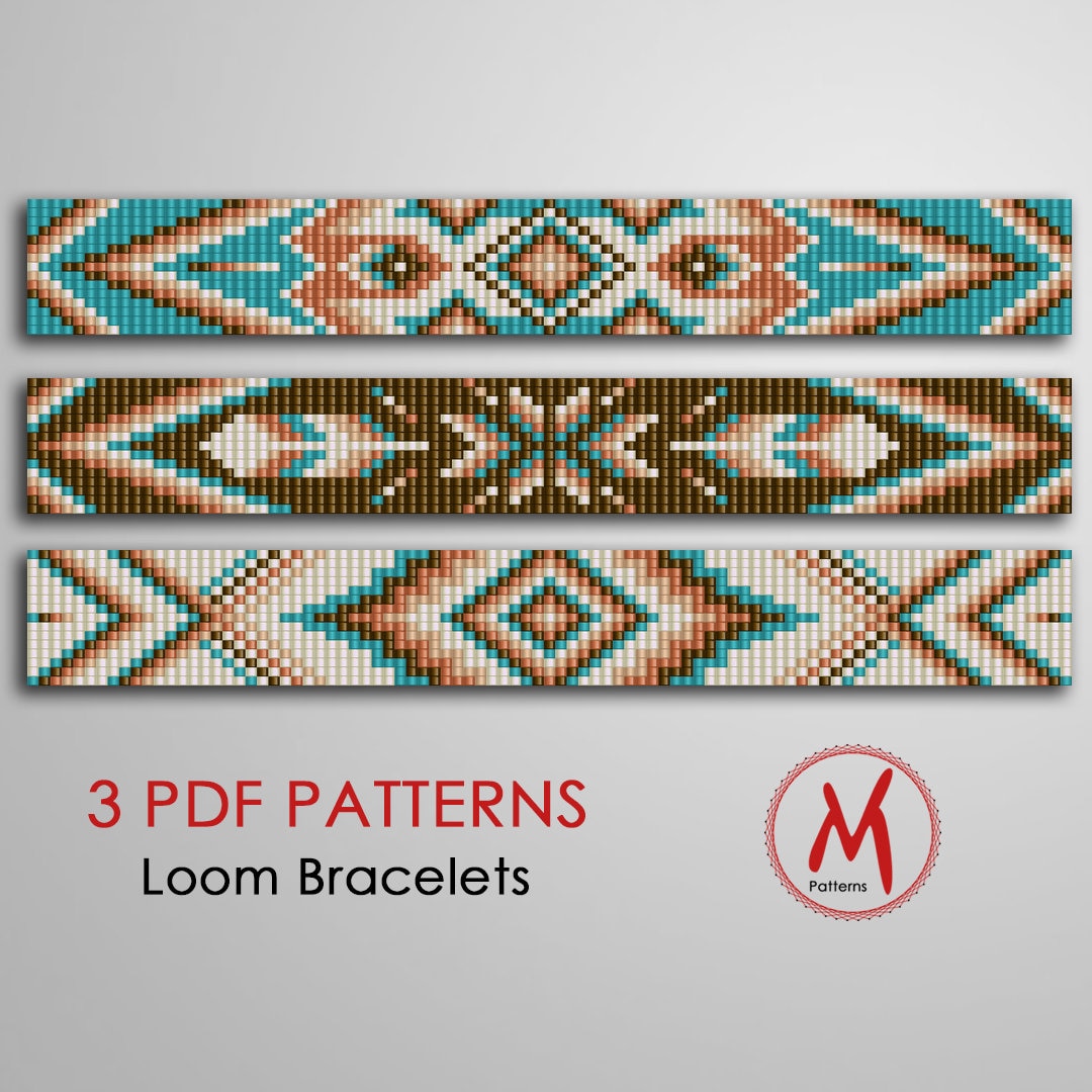 Set of 3 Pattern Native Square Loom Bead Patterns for Etsy Canada