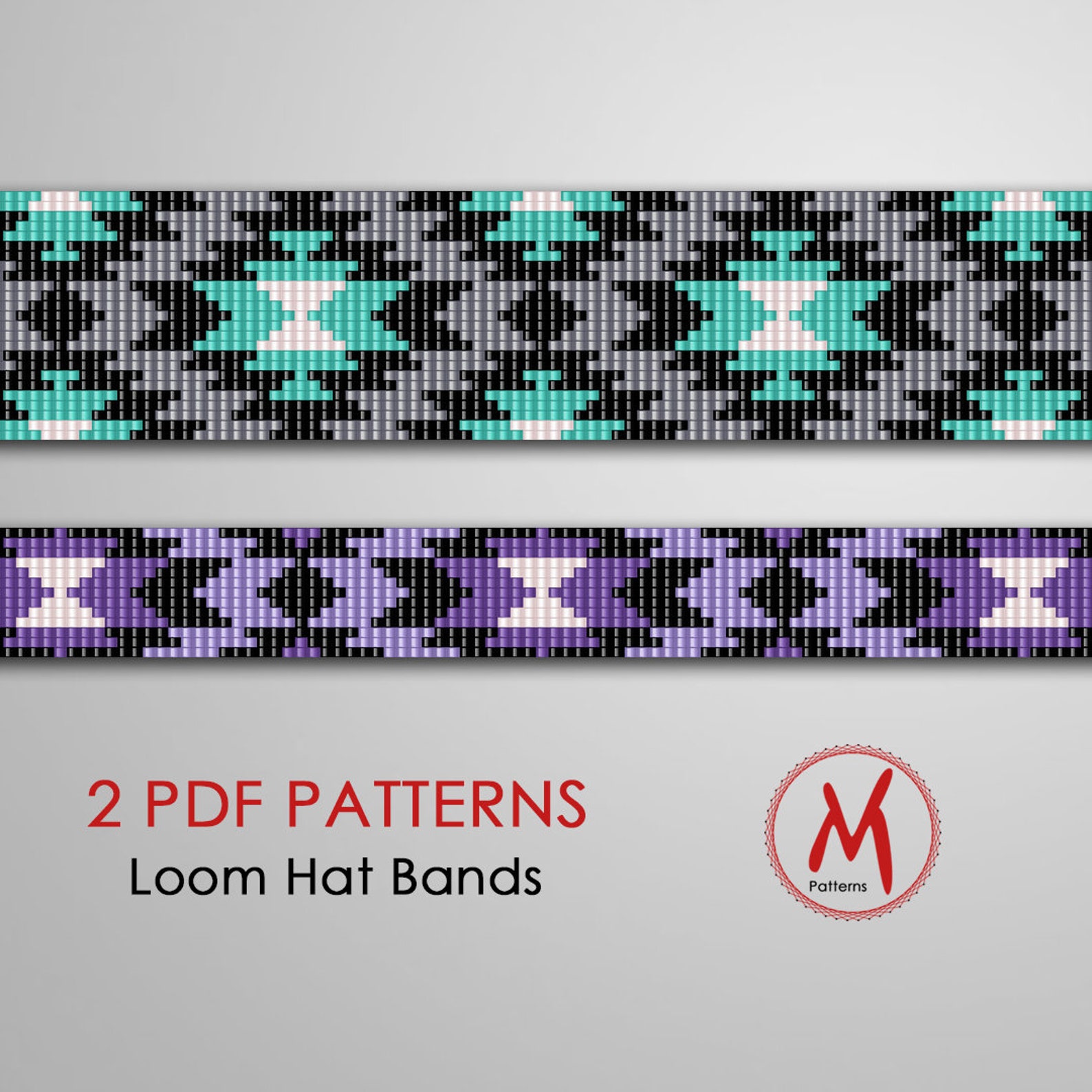 2 Triangle Loom Bead Patterns for Hat Band Native Inspired Etsy