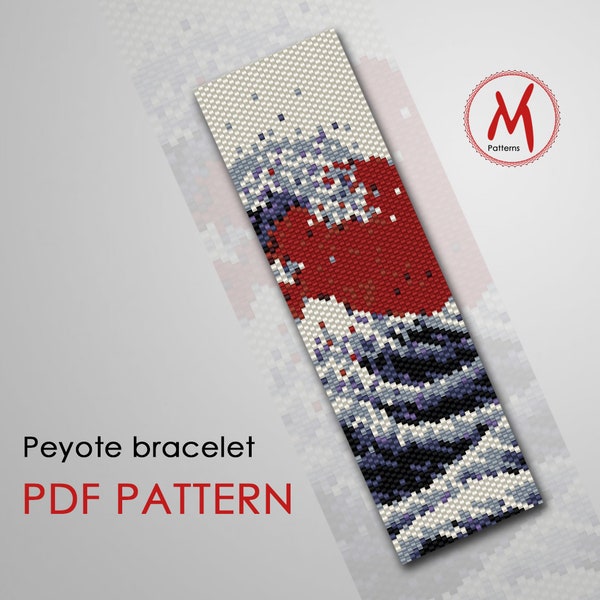 Waves Peyote bead pattern for bracelet - modern bracelet, classic art beadwork idea, miyuki seed beads 11/0 size - PDF instant download