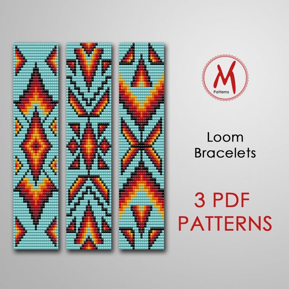 Rainbow Loom Bead Patterns for Bracelets Set of 3 Pattern, 7 Colors, Bright  Bracelet, Miyuki Seed Beads 11/0 Size PDF Instant Download 