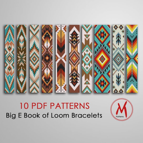Indian Inspired Loom bead patterns for bracelets - Set of 10 patterns, loomed west big book, miyuki seed beads 11/0 - PDF instant download