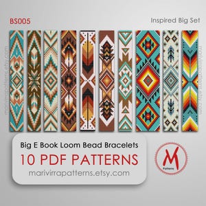 Inspired Indian Style Loom bead patterns for bracelets - Set of 10 patterns, loomed west big book, miyuki bead 11/0 - PDF download #BS005