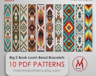 Inspired Indian Style Loom bead patterns for bracelets - Set of 10 patterns, loomed west big book, miyuki bead 11/0 - PDF download #BS005