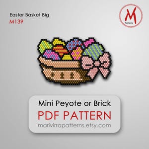 Easter Basket Big Brick bead pattern for earrings or brooch pin - minimalistic brick peyote weave, miyuki beads 11/0 - PDF download #M139