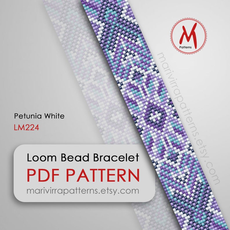 Petunia Set Loom bead patterns for bracelets Set of 3 pattern, blue west inspired, modern miyuki beads 11/0 PDF instant download S153 image 8